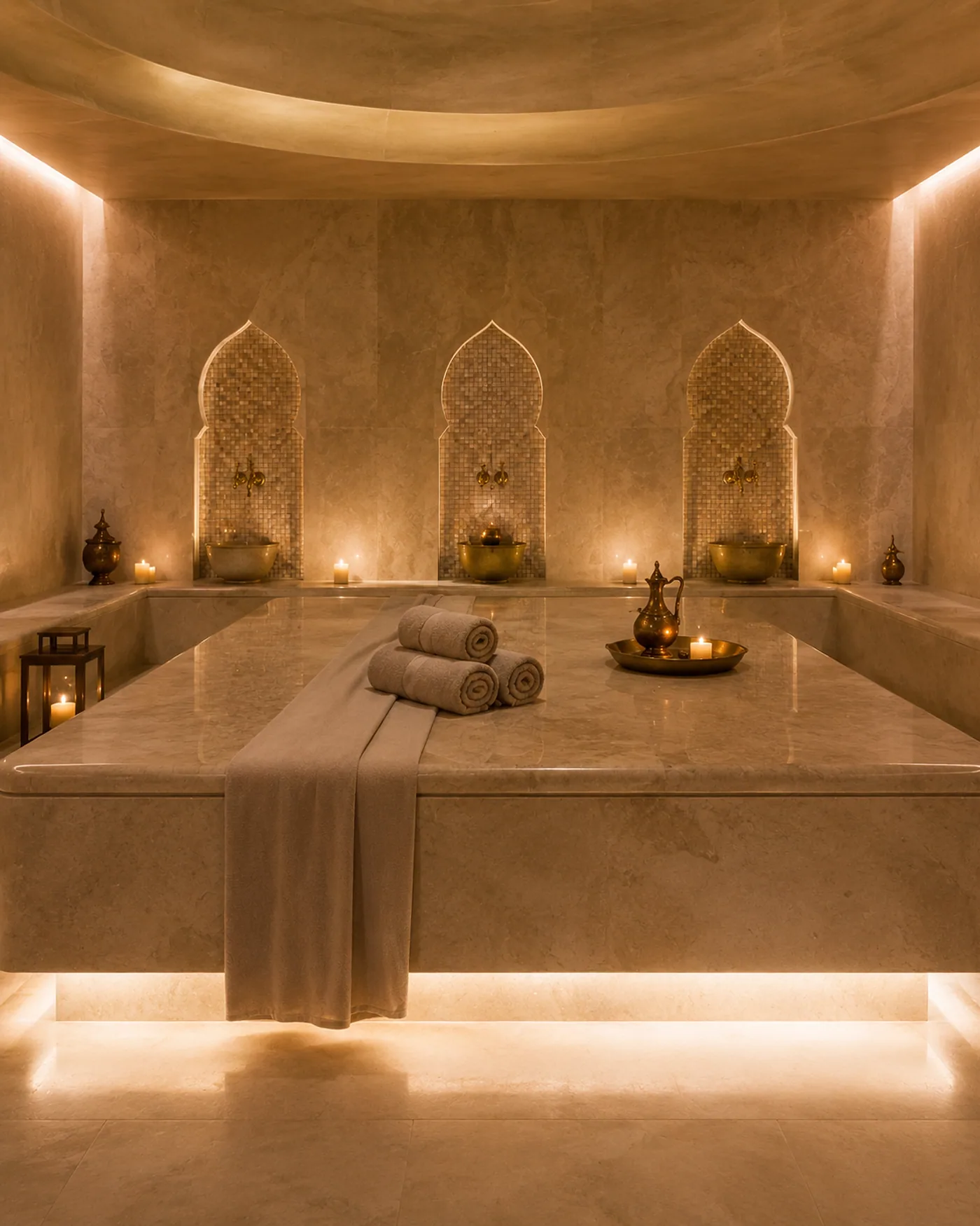 Vitalis Spa hamam bölümü kurna ve mermer detayı